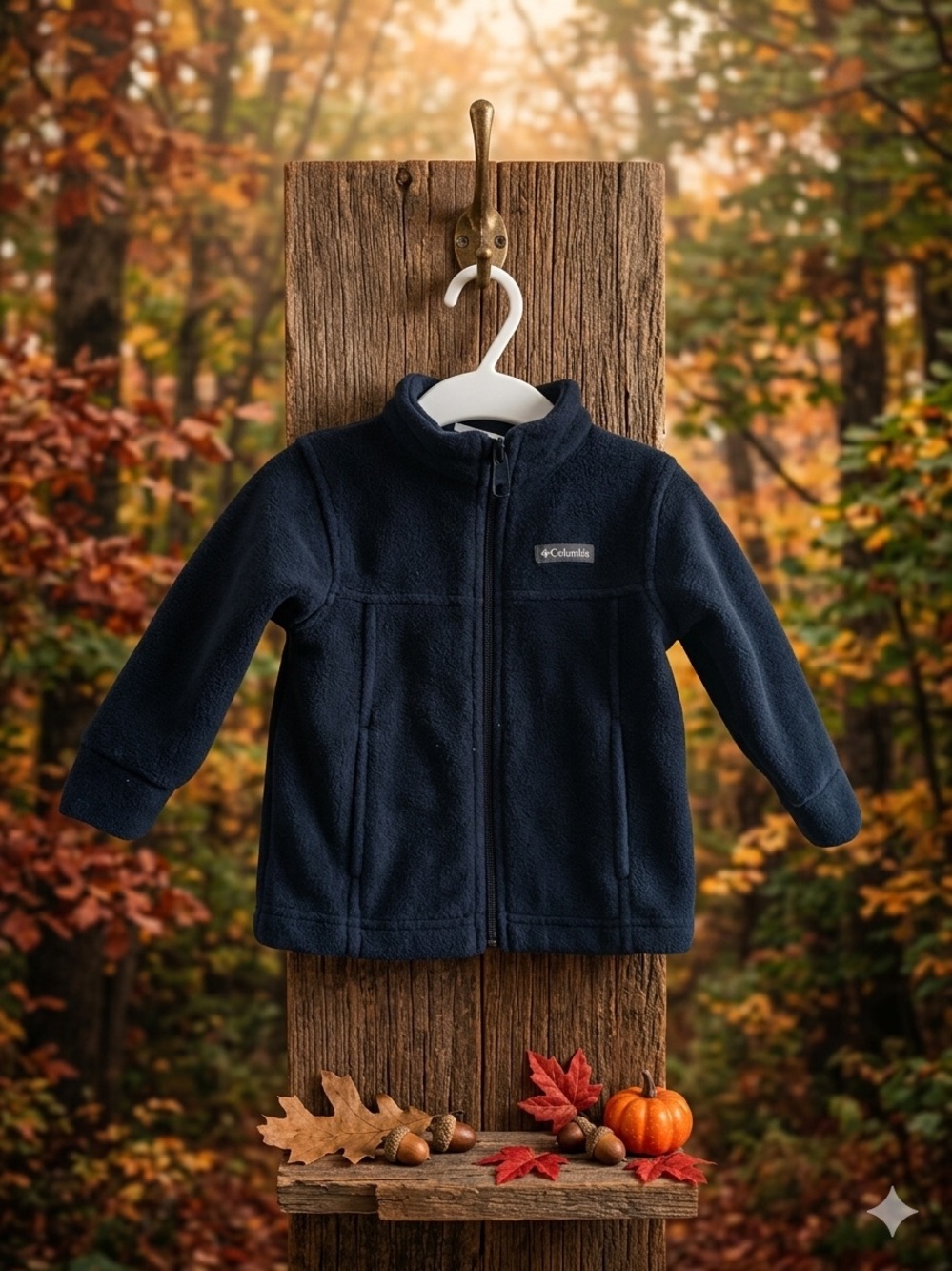 Columbia Toddler Black Steens Mountain II Zip Fleece - EUC (12-18 Months)